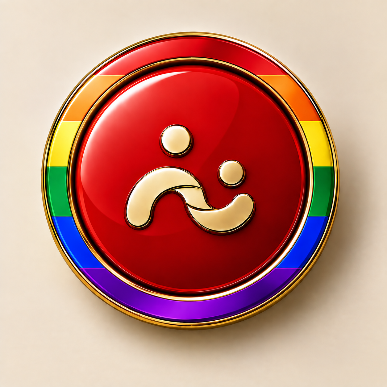 SYVEO Aura Pride in red / PRIVATE, with a Pride outer ring around the status-coloured centre and a gold-tone edge.