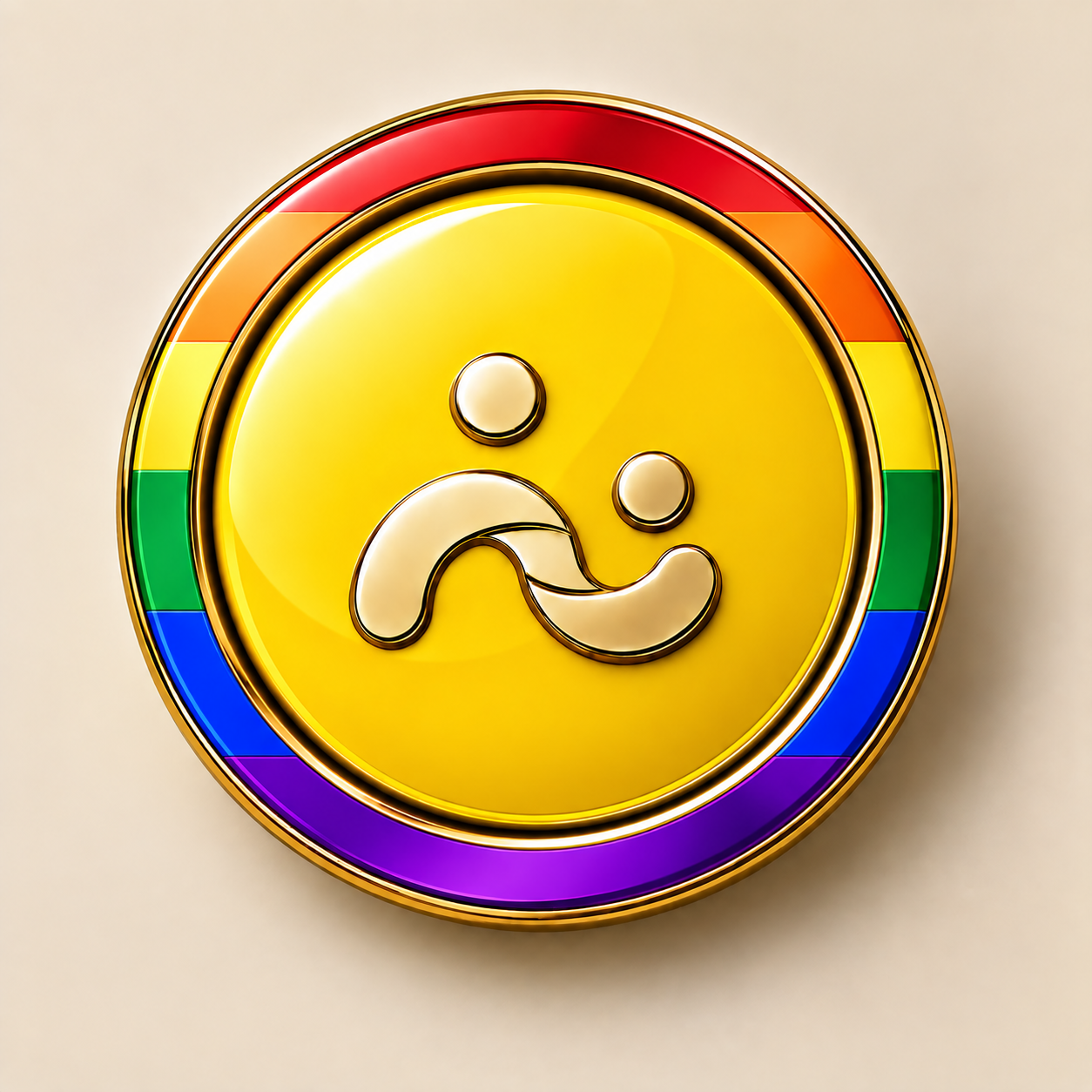 SYVEO Aura Pride in yellow / SOCIAL, with a Pride outer ring around the status-coloured centre and a gold-tone edge.